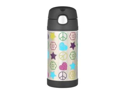 Thermos Dětská termoska s brčkem - černá