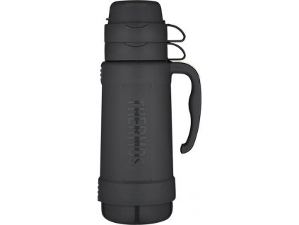 Thermos Skleněná termoska se dvěma šálky - černá 1,8 litru