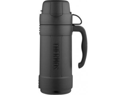 Thermos Skleněná termoska s jedním šálkem - černá 750 ml