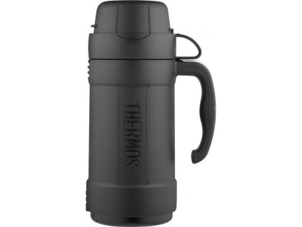 Thermos Skleněná termoska s jedním šálkem - černá 500 ml