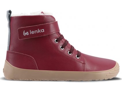 Dětské zimní barefoot boty Be Lenka Winter Kids - Dark Cherry Red