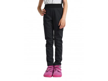 Unuo, Dětské softshellové kalhoty s fleecem pružné Sporty, Černá