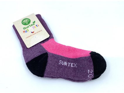dětské Merino ponožky Surtex fialovo růžové 70%