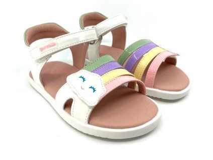 Barefoot Dívčí sandálky Garvalín 262431 B310 Blanco Y Multicolor