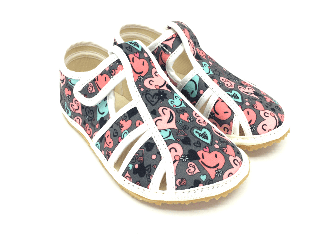 Barefoot papuče Jonap Home Srdce černé Velikost: 24