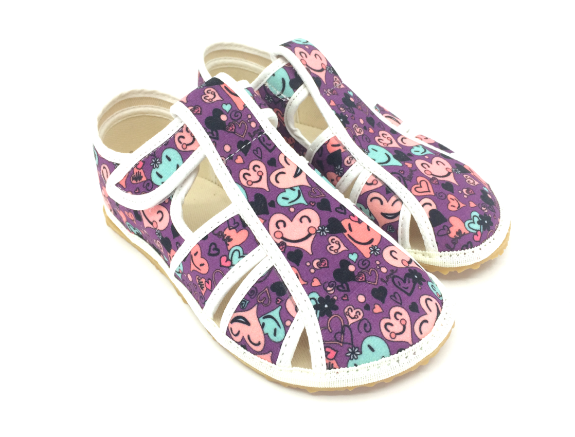 Barefoot papuče Jonap Home Srdce fialové Velikost: 28