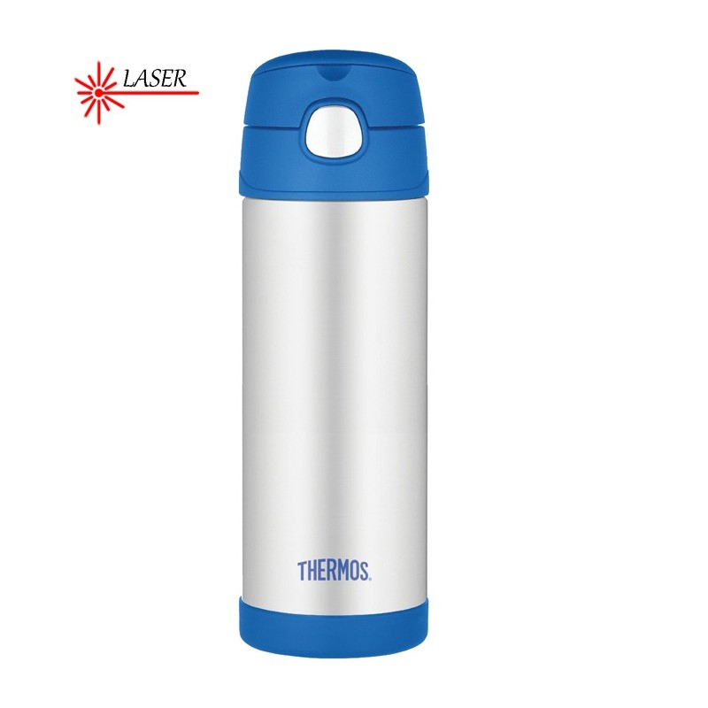 Thermos Dětská termoska s brčkem 470 ml - modrá/stříbrná