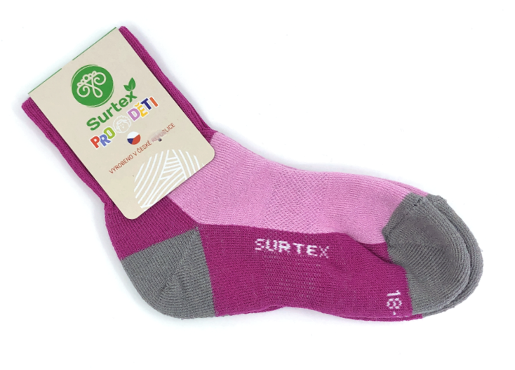 Zimní ponožky Surtex 70% Merino Růžovo šedé Velikost: 34 - 35