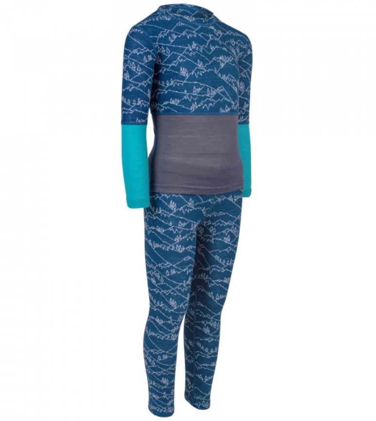 UNUO Dětské merino termo prádlo Hory Kobaltová Velikost: 152-158