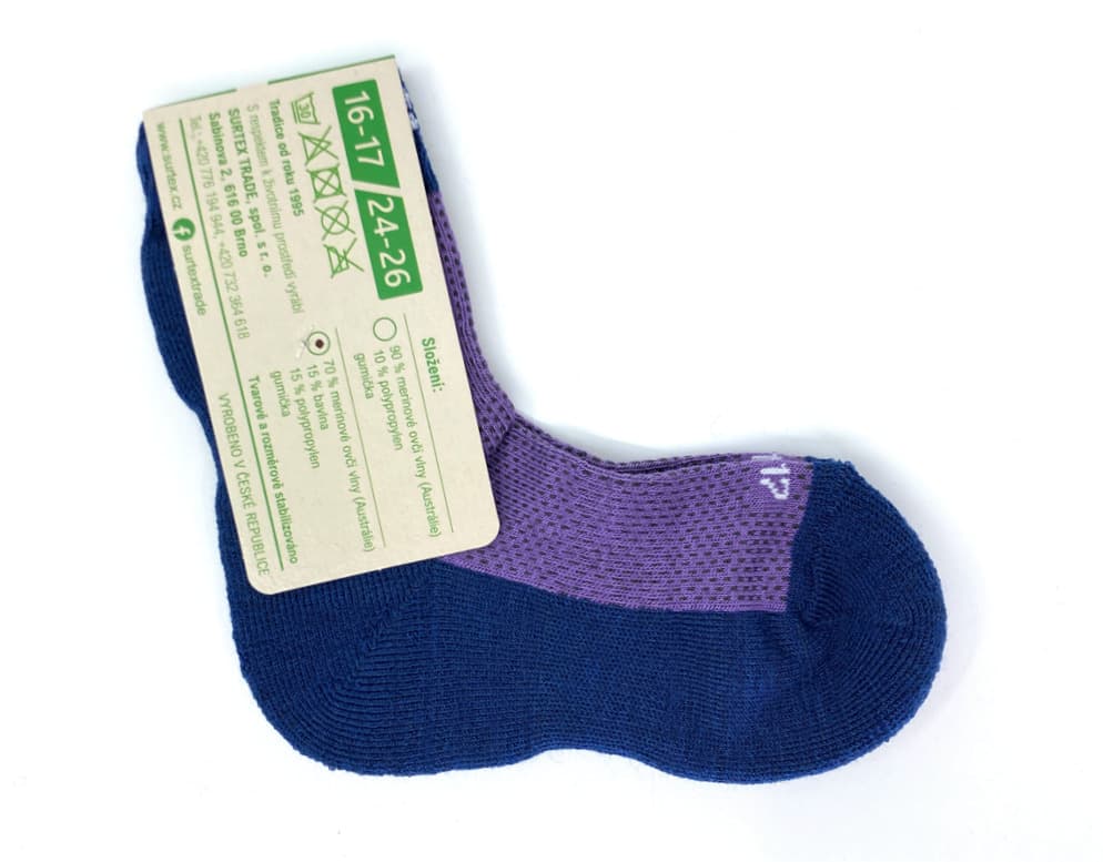 Ponožky Surtex 70% Merino Modré s fialovou Velikost: 34 - 35