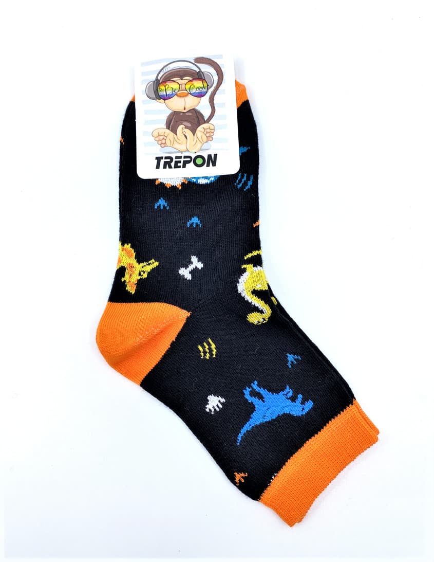 Bavlněné ponožky Trepon Dino černá Velikost: 19 - 22