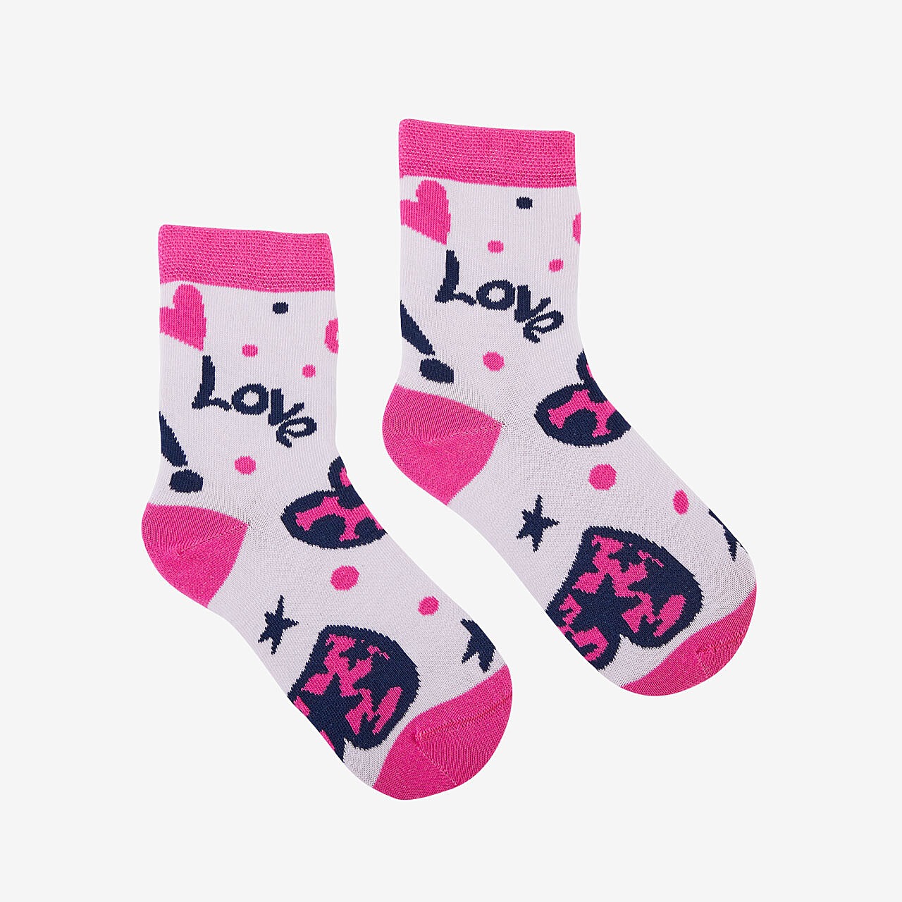 Levně Bavlněné ponožky Coqui Bílé/Růžové se srdíčky