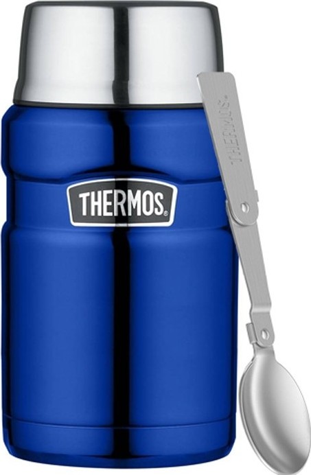 Levně Thermos Termoska na jídlo se skládácí lžící a šálkem - modrá 710 ml