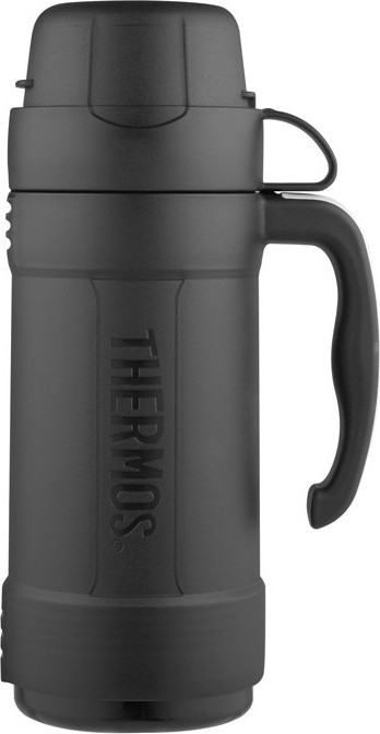 Thermos Skleněná termoska s jedním šálkem - černá 750 ml