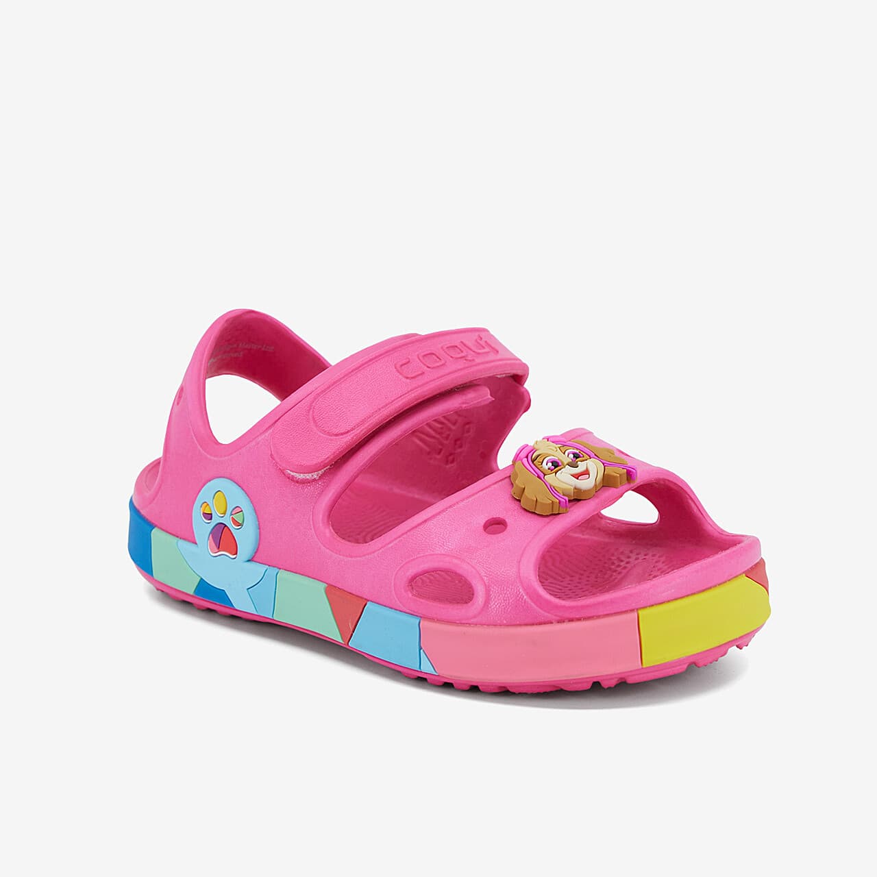 Sandálky Coqui Yogi tlapková patrola - růžové s amuletem Velikost: 34-35