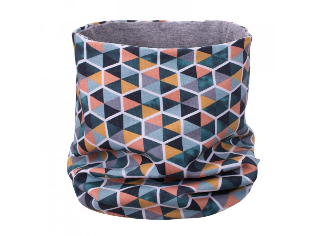 UNUO Nákrčník UNI Trojúhelníky v šestihranu, petrolejový