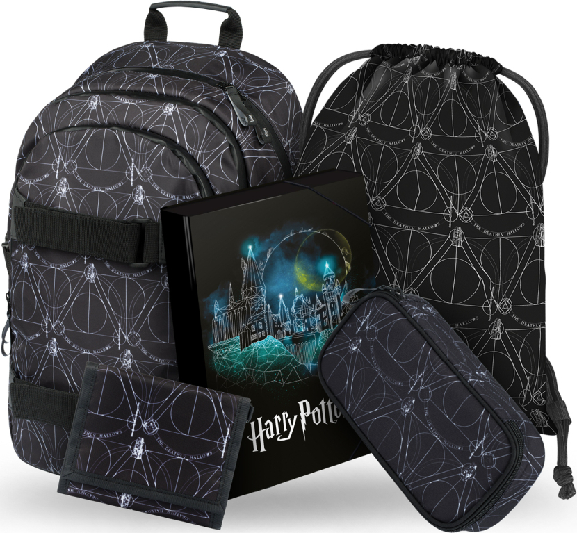 BAAGL 5 SET Skate Harry Potter Relikvie smrti: batoh, penál, sáček, desky, peněženka