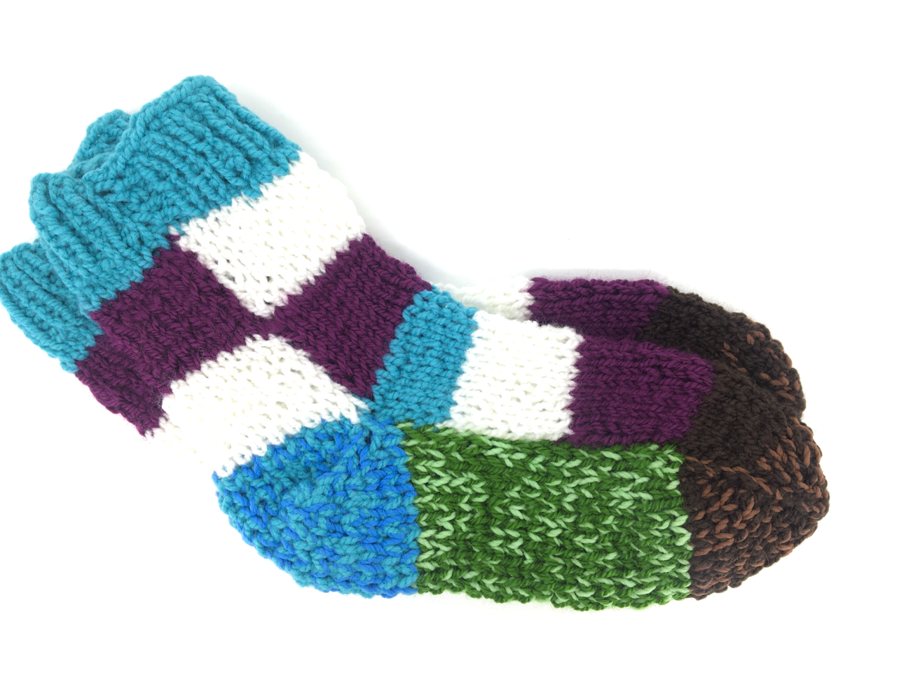 Ponožky od Magdy Ručně pletené veselé ponožky vel. 31-34 Barva: hnědá-zelená