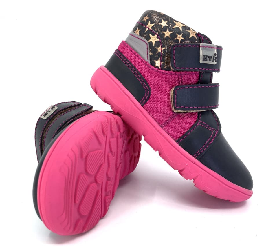 Dětské boty KTR FR2304 black fuchsia star Velikost: 22