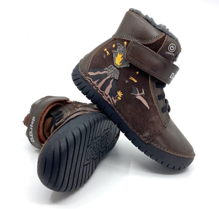 Svítící zimní boty DD Step W050-323B Chocolate Velikost: 25