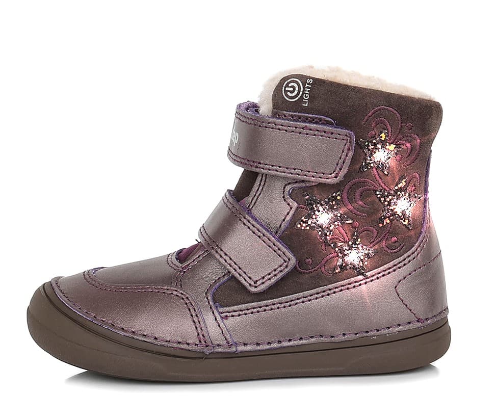 Levně Dětské svítící zimní boty DD Step W078-320A Chocolate