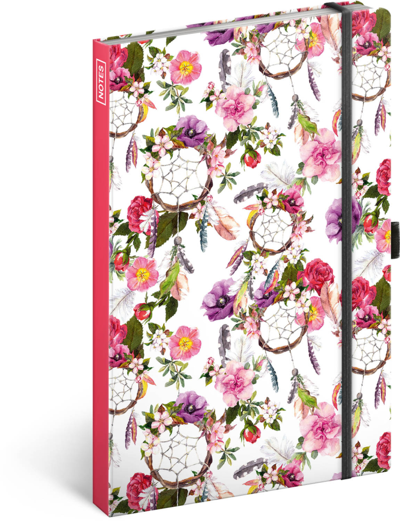 Presco Notes Lapač snů růžový, linkovaný, 13 × 21 cm