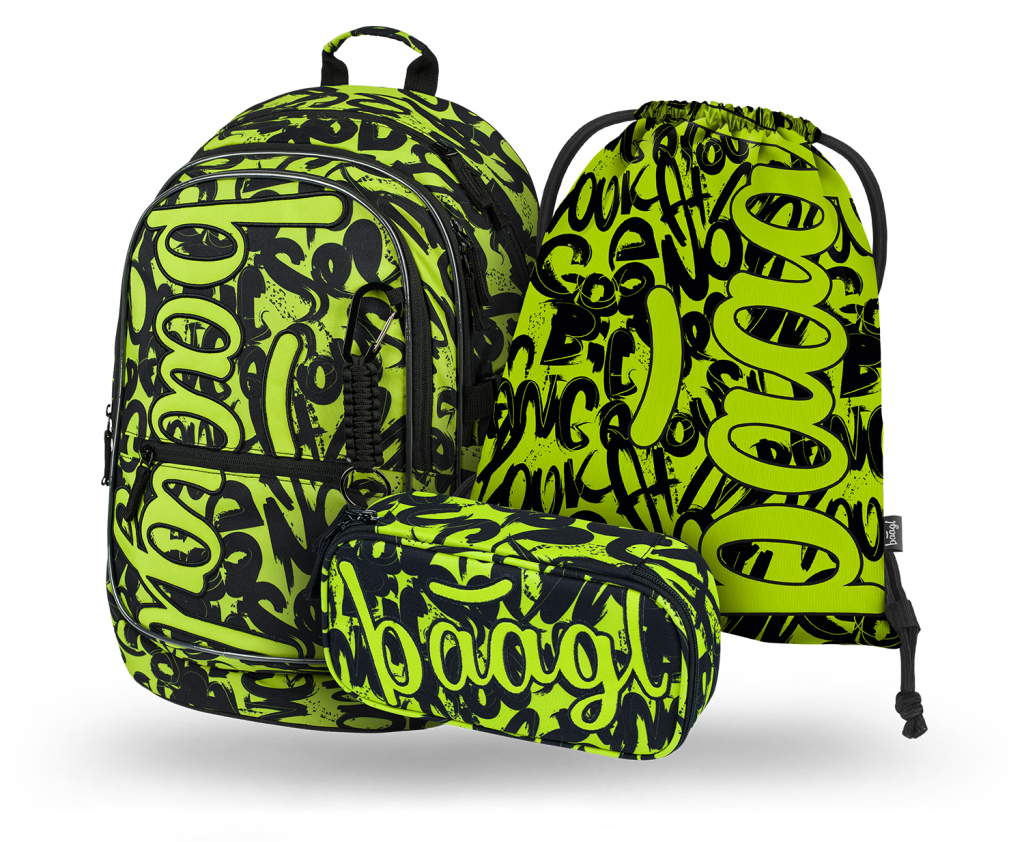 Levně BAAGL 3 SET Core Lime: batoh, penál, sáček