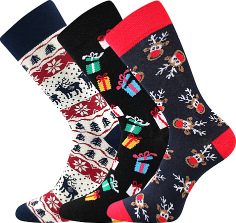 Levně Boma® 3PACK Ponožky Boma Vánoční - mix C