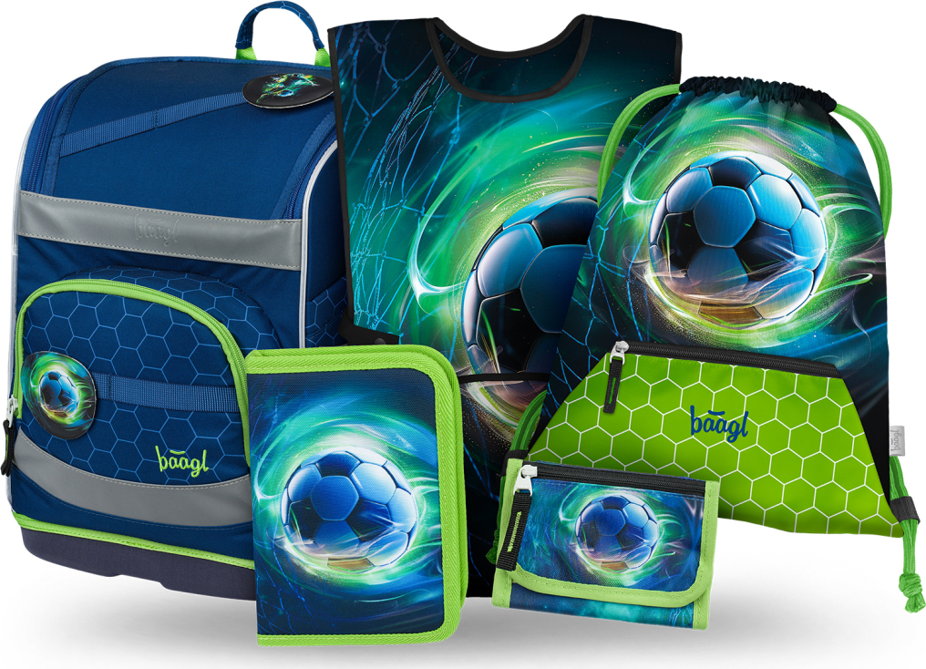 Levně BAAGL SET 5 Zippy Plus Fotbalový Míč: aktovka, penál, sáček, zástěra, peněženka