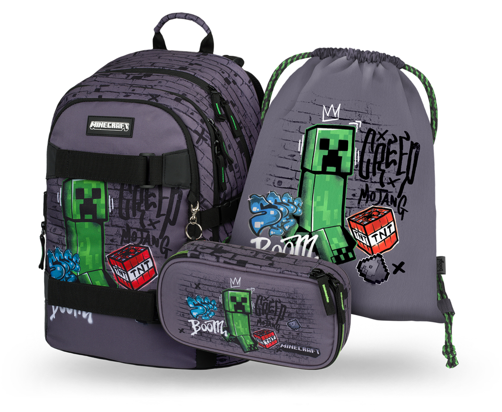 Levně BAAGL SET 3 Skate Minecraft TNT: Batoh, Etue, Sáček