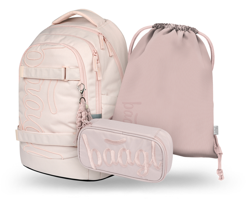 Levně BAAGL SET 3 Skate Max Creamy: batoh, penál, sáček GRS