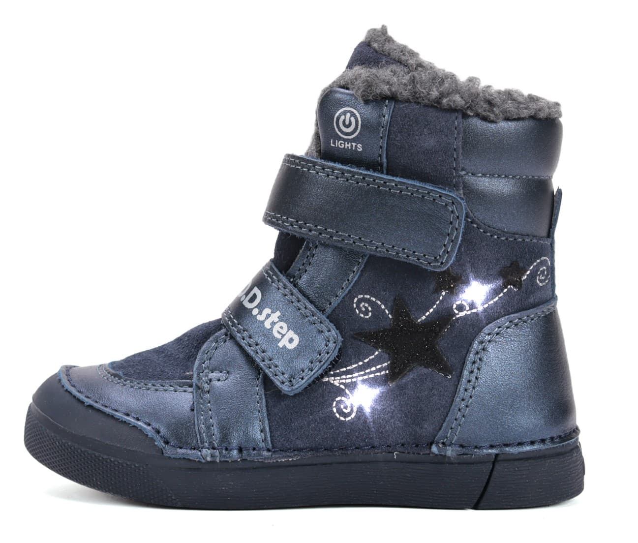 Levně Dětské svítící zimní boty DD Step W068-52745 Royal Blue