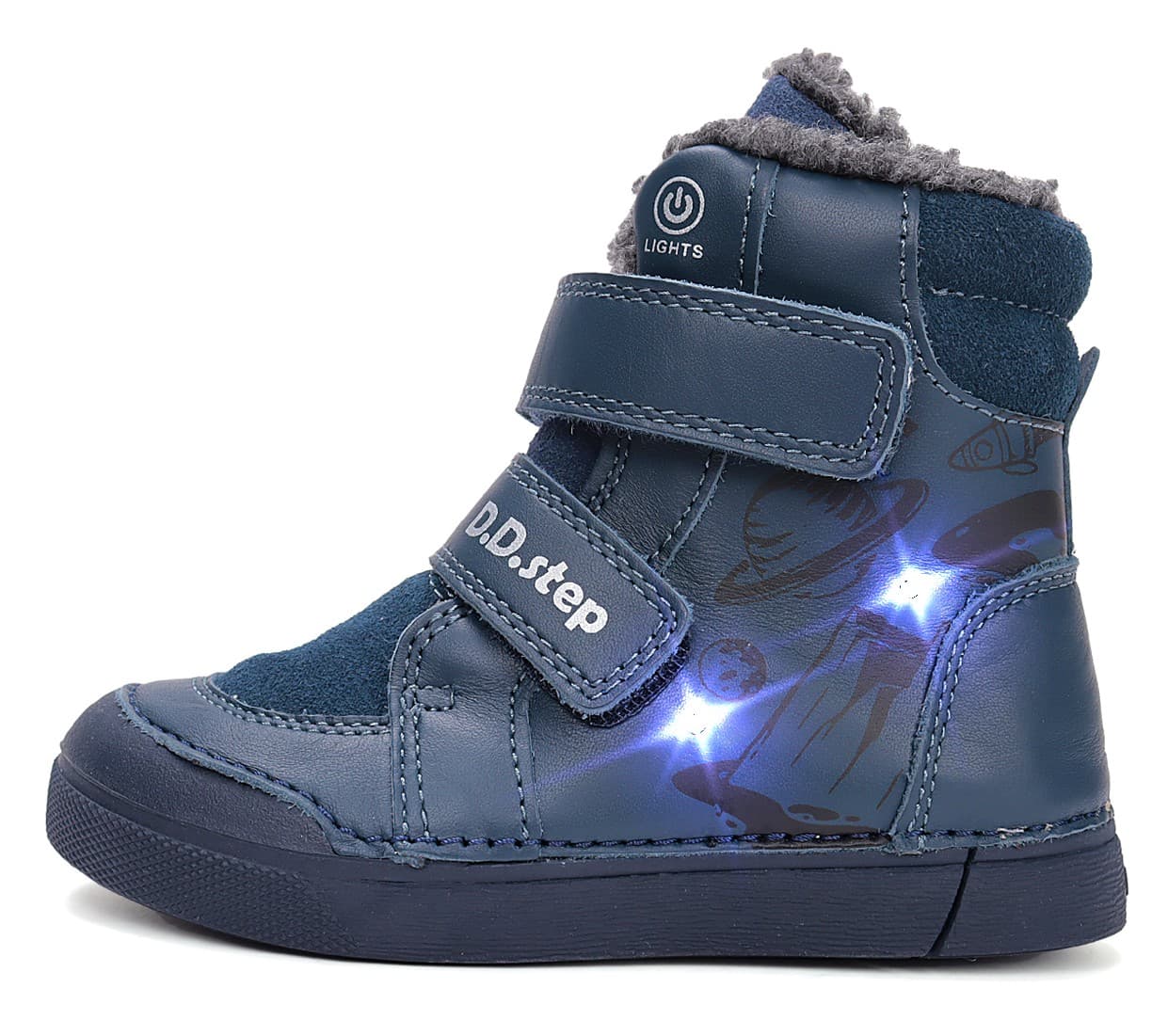 Levně Dětské svítící zimní boty DD Step W068-52998A Royal Blue