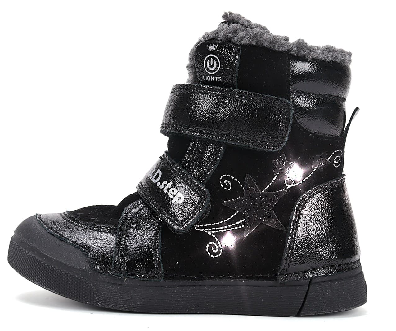Levně Dětské svítící zimní boty DD Step W068-52745 Black