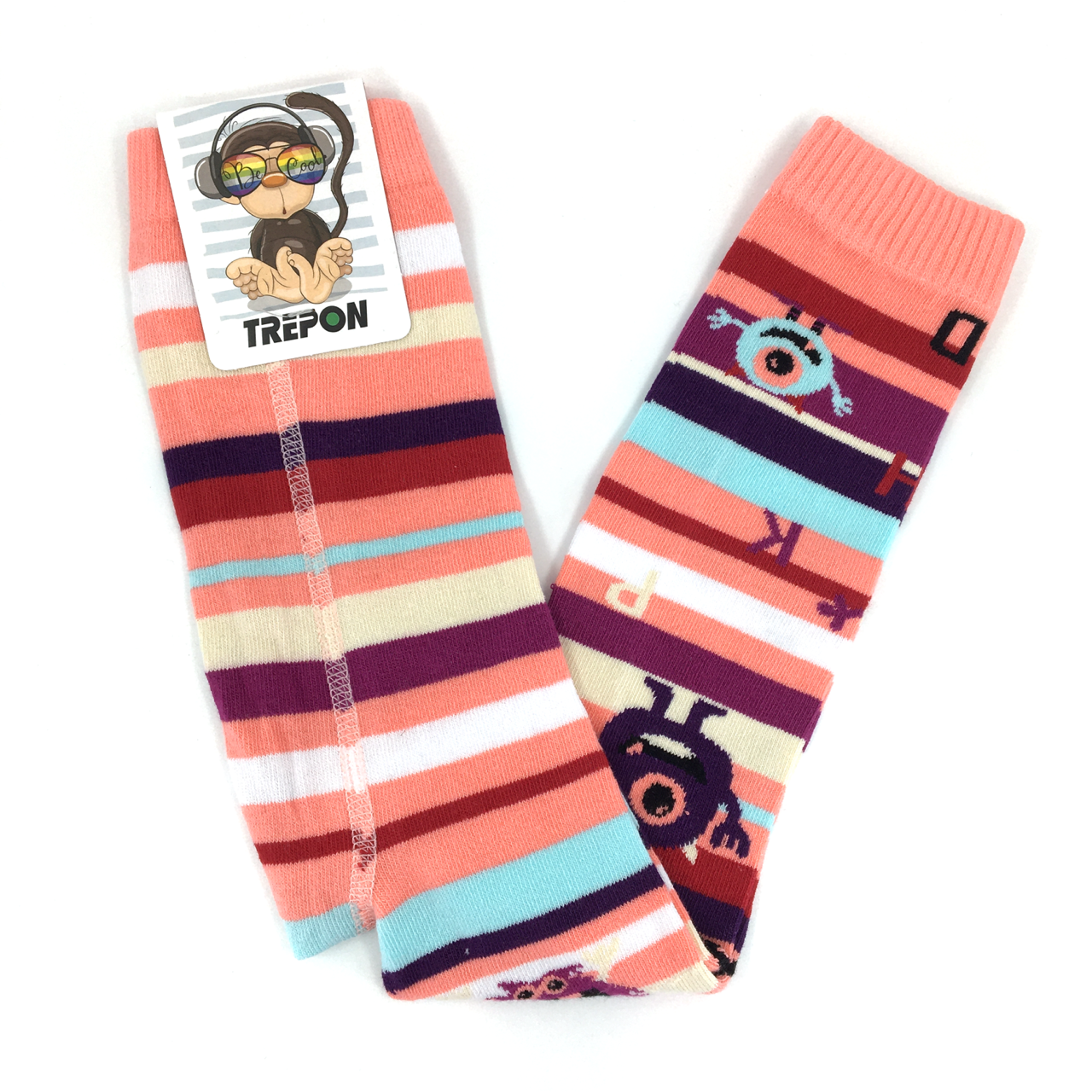 Dětské bavlněné legíny TREPON ABECEDA Lososové Velikost: 98-104