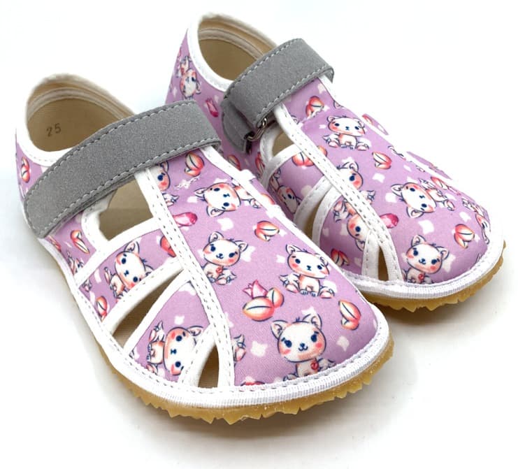 Levně Barefoot papuče Jonap Home New Fialová kočička