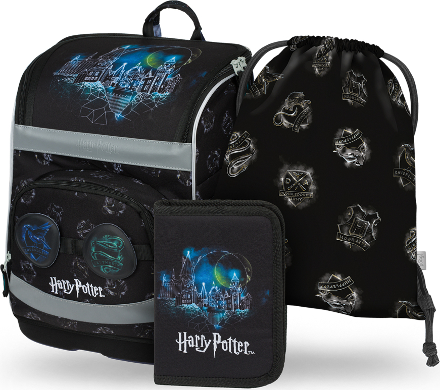 Levně BAAGL SET 3 Zippy plus Harry Potter Bradavice Lumos: aktovka, penál, sáček