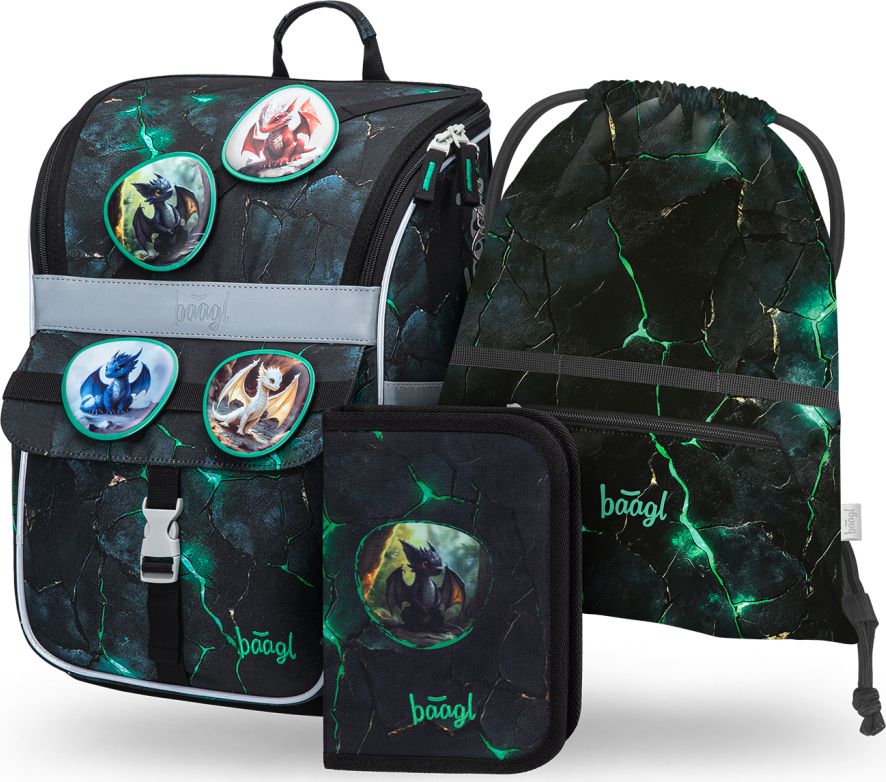 Levně BAAGL SET 3 Zippy Draci: aktovka, penál, sáček