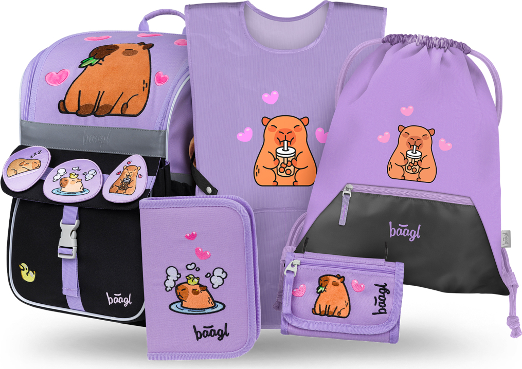 Levně BAAGL SET 5 Zippy Kapybara: aktovka, penál, sáček, zástěra, peněženka