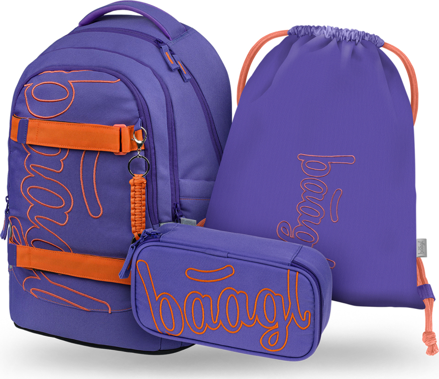 Levně BAAGL SET 3 Skate Max Orange: batoh, penál, sáček GRS