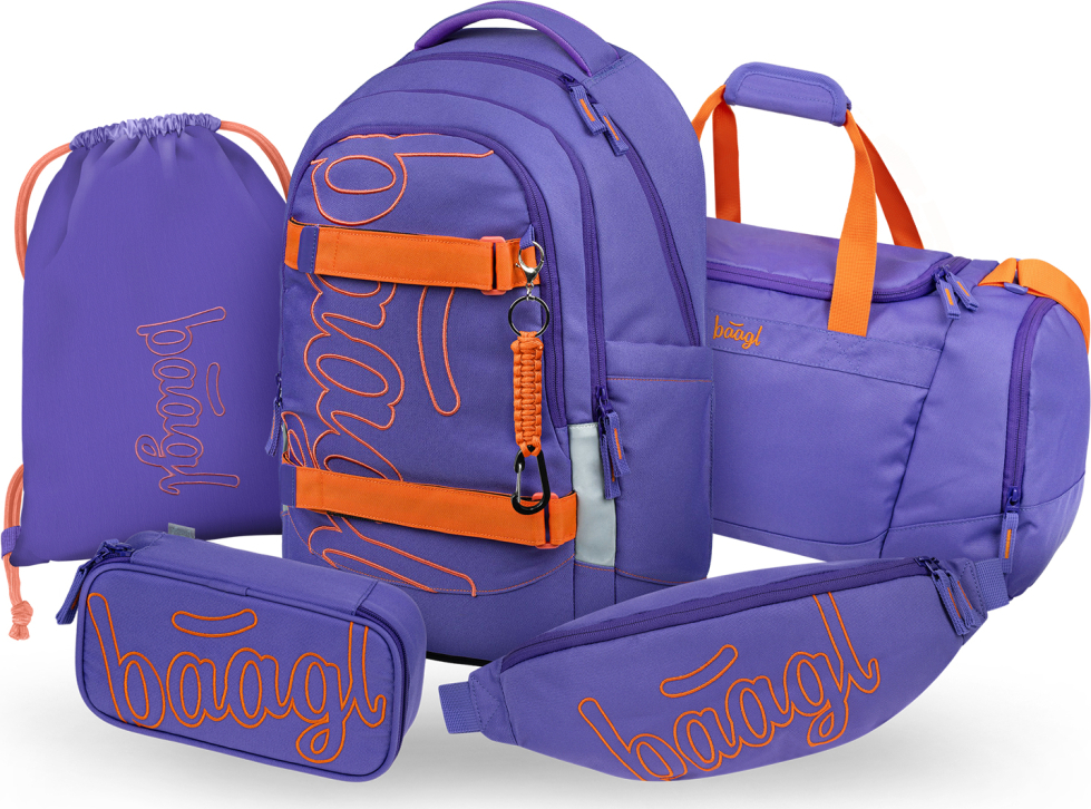 Levně BAAGL SET 5 Skate Max Orange: batoh, penál, sáček, sportovní taška, ledvinka GRS