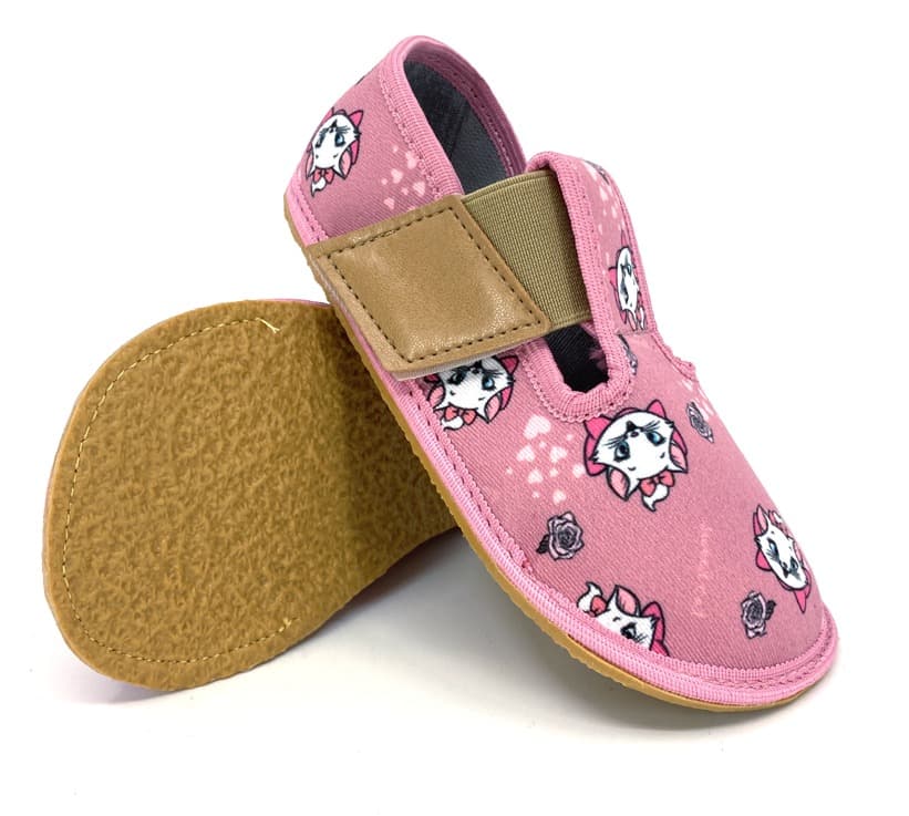 Levně Barefoot bačkory Crave Elastic Pink Cat