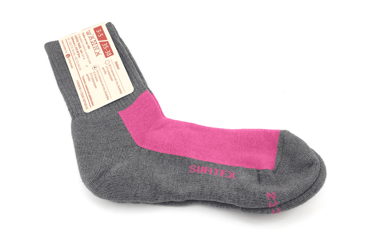 Ponožky Surtex 75% Merino VOLNÝ LEM Růžové Velikost: 35 - 38