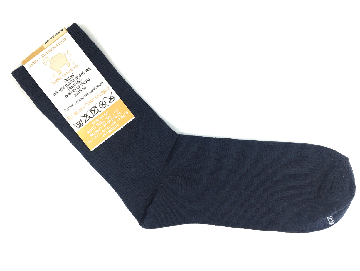 Společenské ponožky Surtex 90% Merino Tmavě modré Velikost: 43 - 46