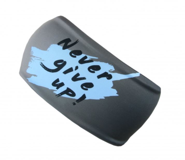 Drexiss sportovní čelenka NEVER GIVE UP BLUE Velikost: DĚTSKÁ podzim/zima Obvod 48-52cm