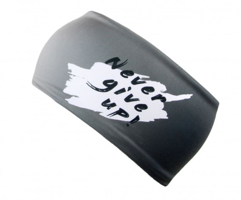 Drexiss sportovní čelenka NEVER GIVE UP BLACK/WHITE Velikost: DĚTSKÁ podzim/zima Obvod 48-52cm