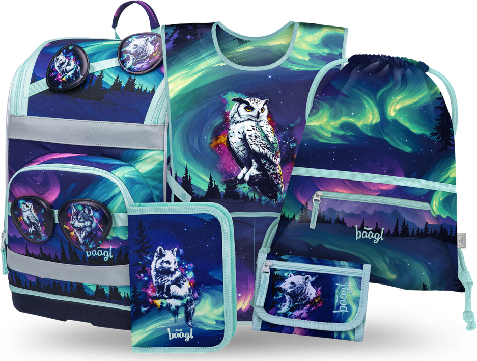 BAAGL SET 5 Zippy Plus Aurora: aktovka, penál, sáček, zástěra, peněženka GRS
