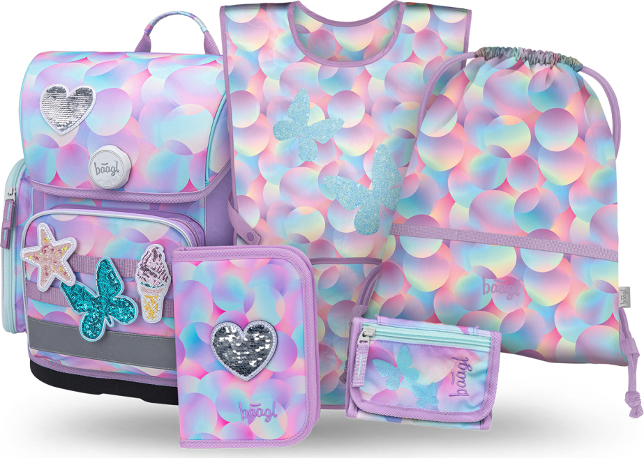 BAAGL SET 5 Ergo Candy: aktovka, penál, sáček, zástěra, peněženka