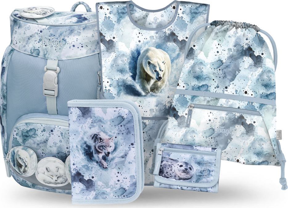 Levně BAAGL SET 5 Airy Polar: batoh, penál, sáček, zástěra, peněženka GRS