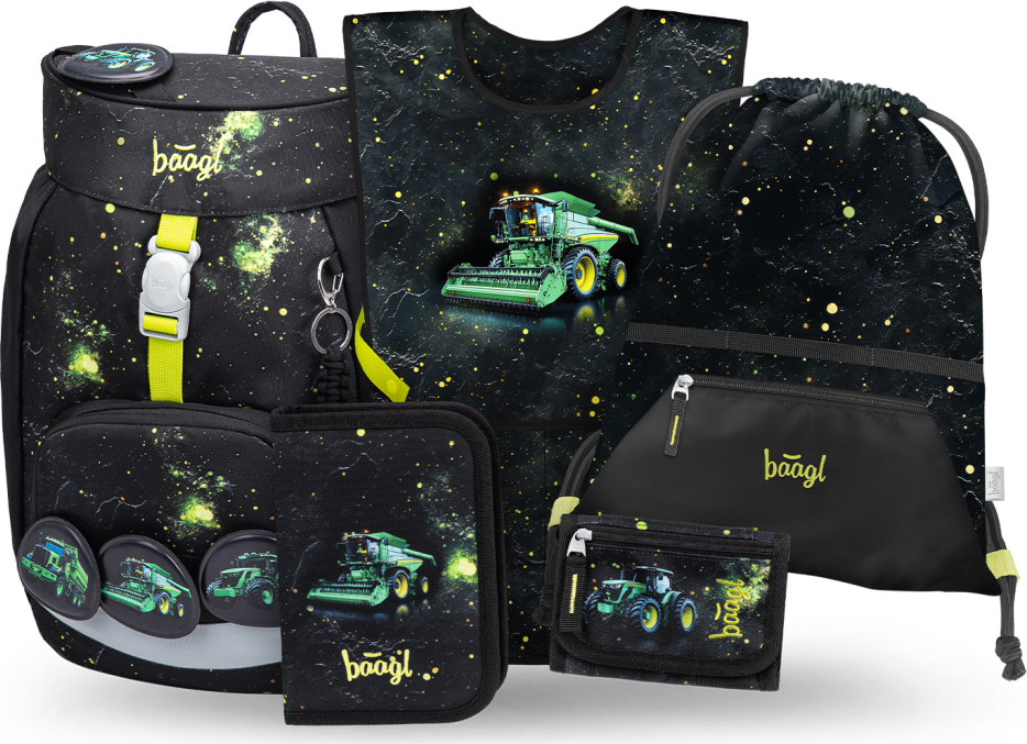 Levně BAAGL SET 5 Airy Traktor: batoh, penál, sáček, zástěra, peněženka GRS